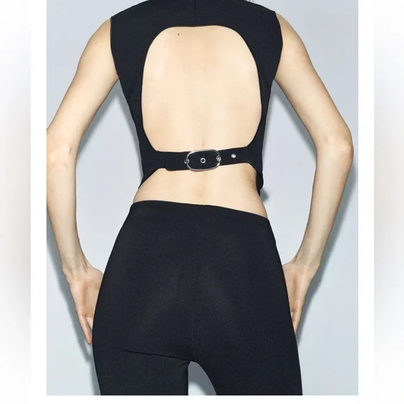 Zara Black Wide Leg Pants - Picture 2 of 2